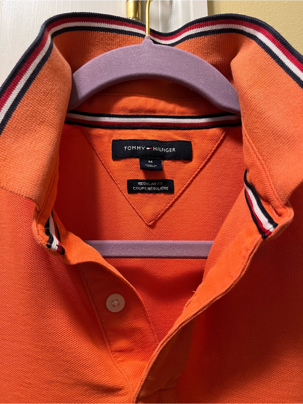 Tommy Hilfiger Melon-Orange Polo Shirt with Logo Button